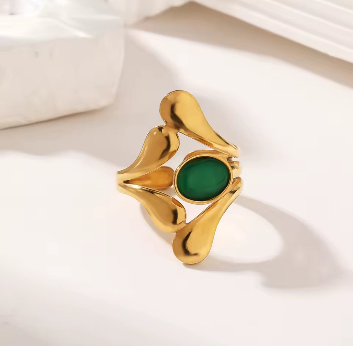 Synthetic Gemstone Adjustable Ring