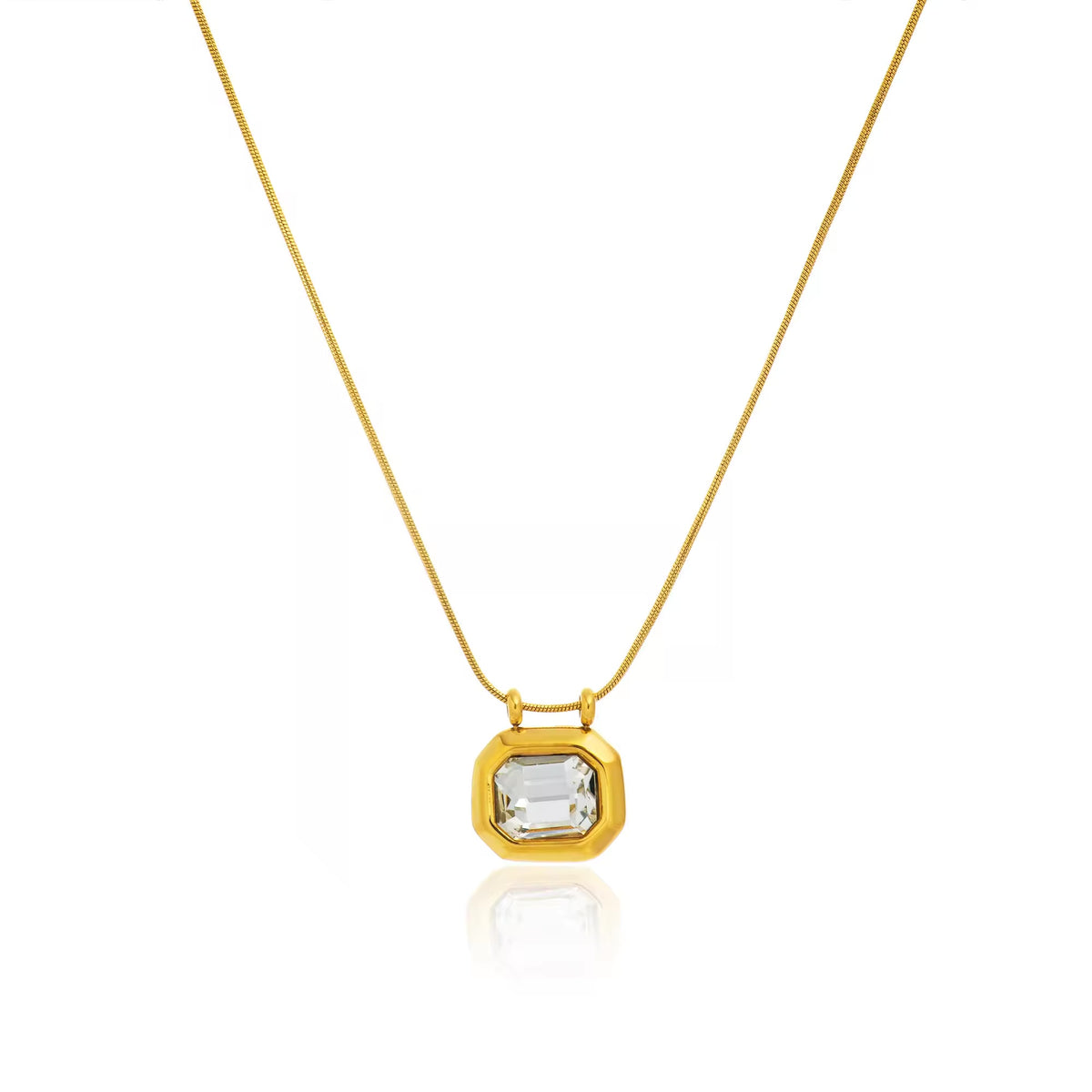Crystal Bezel Solitaire Pendant Necklace