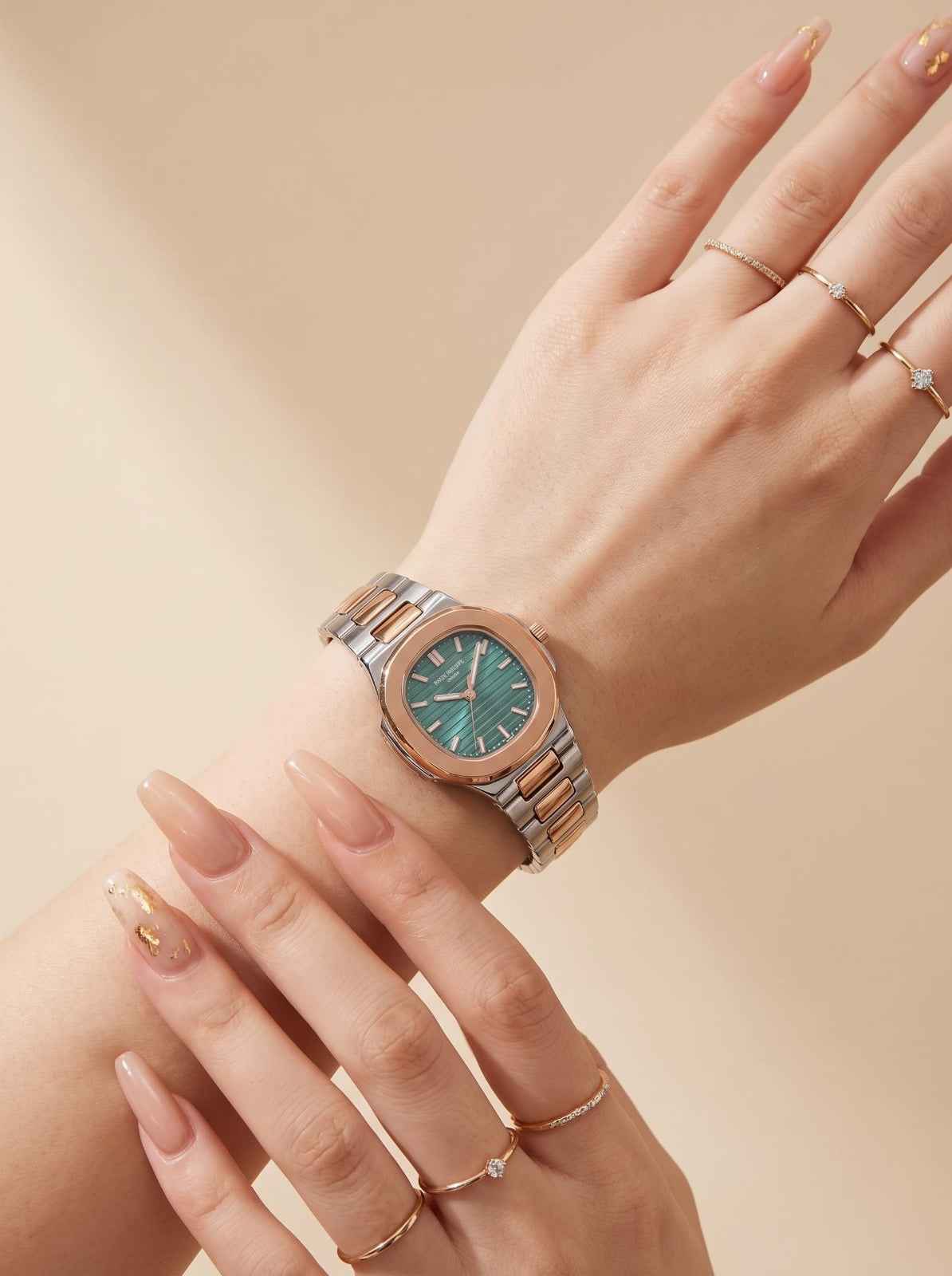 Patek Two-Tone Green Dial Women Watch