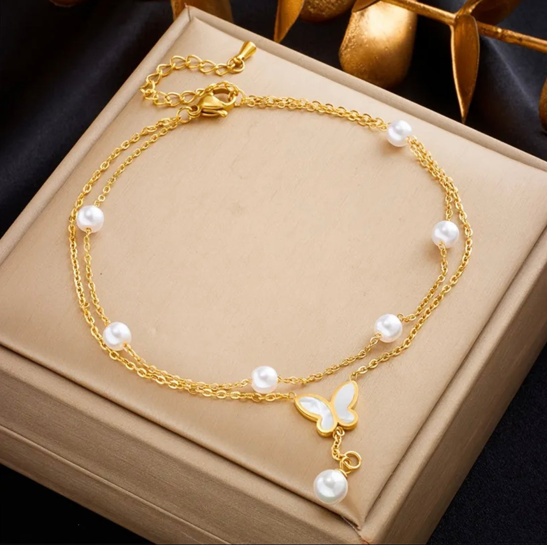 Double Layered Butterfly Anklet