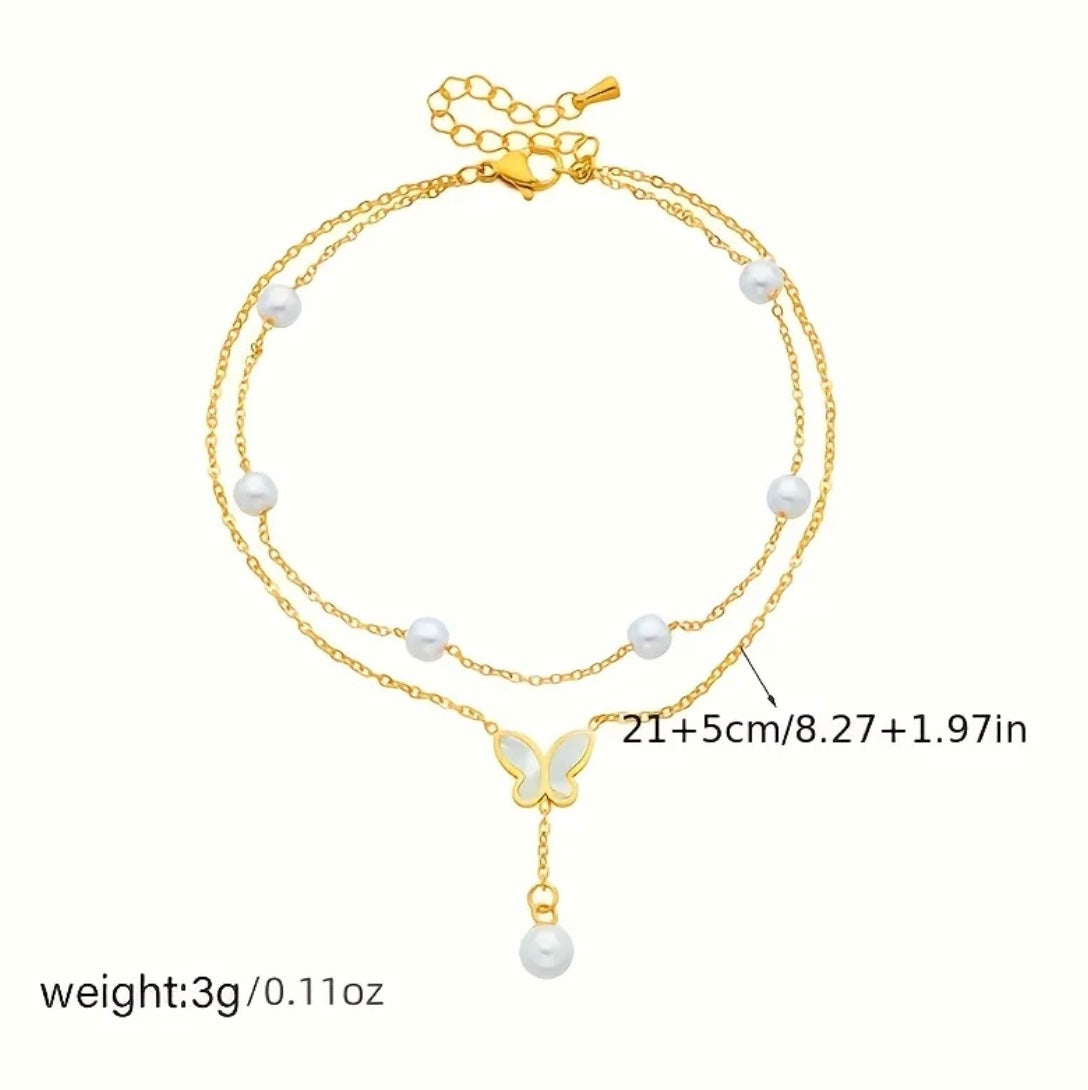 Double Layered Butterfly Anklet