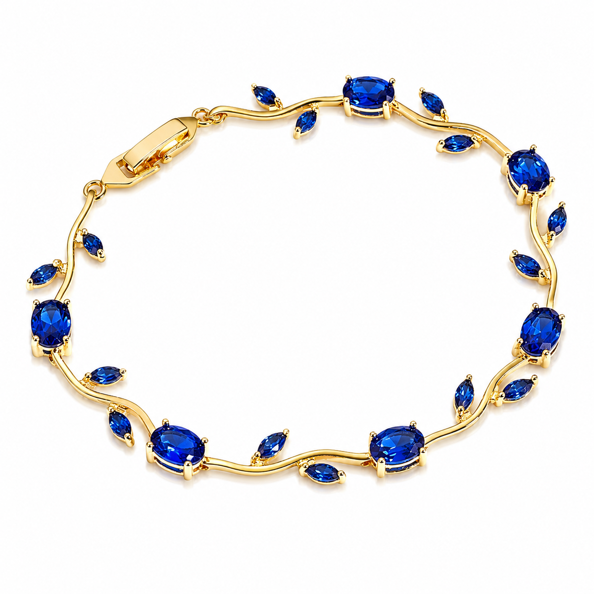 Blue Tulip Gold Bracelet – 18K Gold Plated Floral Bracelet for Women