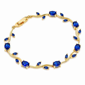 Blue Tulip Gold Bracelet – 18K Gold Plated Floral Bracelet for Women