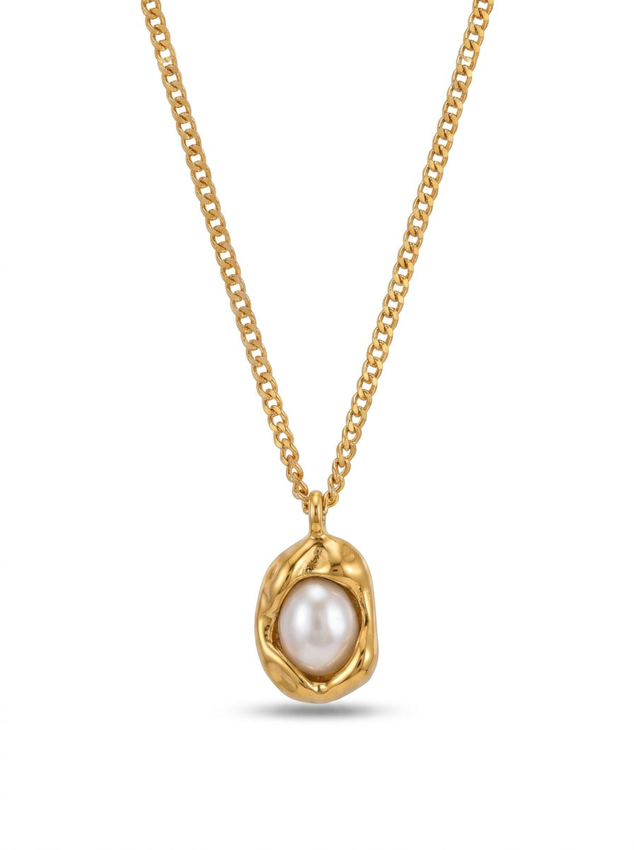 White Stone Necklace – 18K Gold Plated Stainless Steel Elegant Necklace for Women in Pakistan