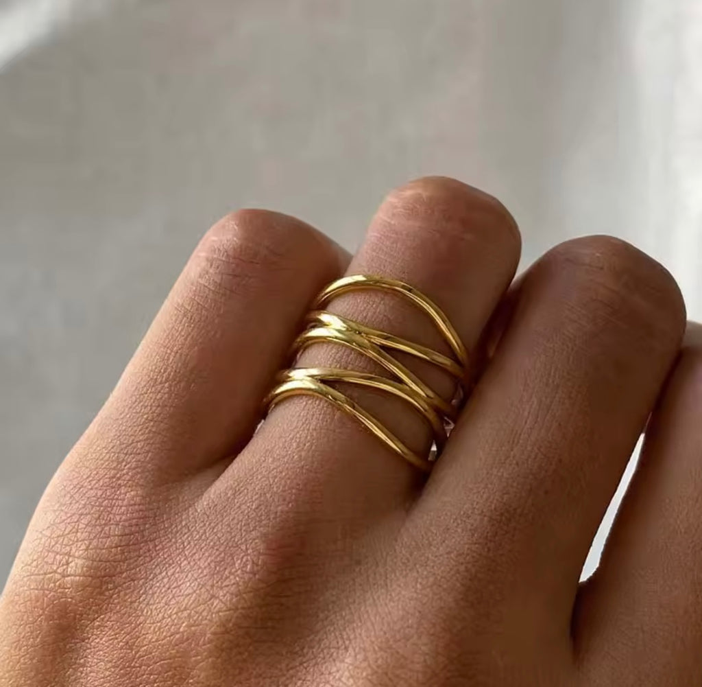 Avyana Layered Lines Adjustable Ring