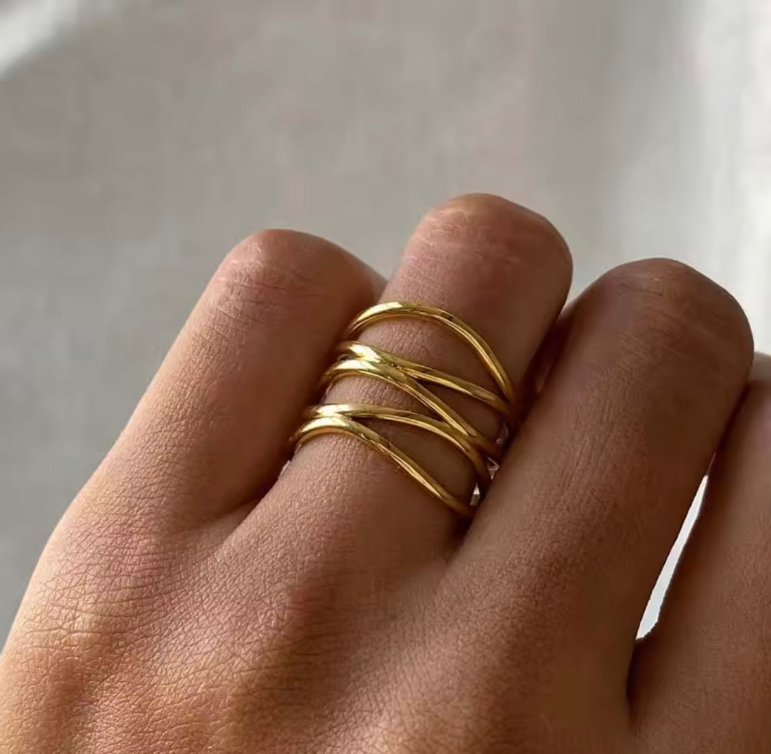 Avyana Layered Lines Adjustable Ring