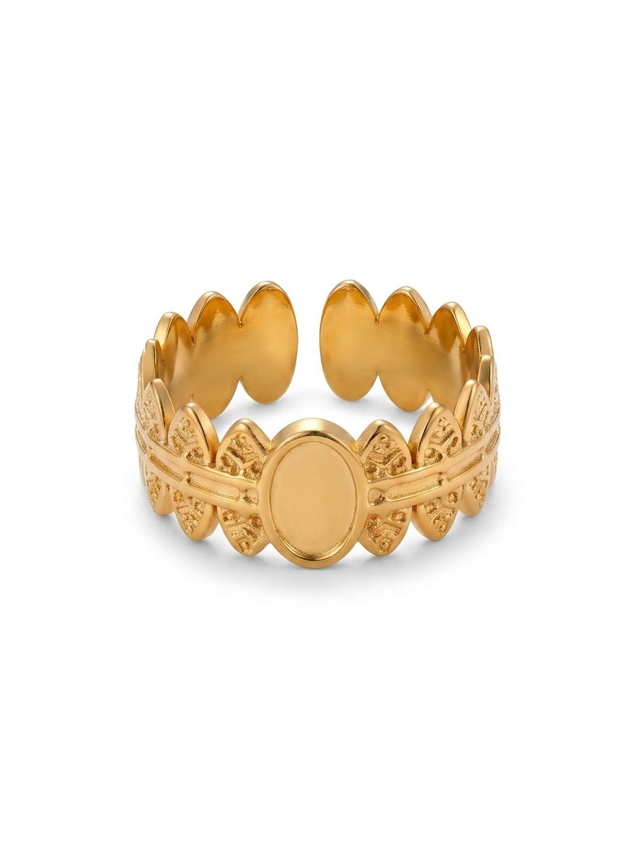 Vintage Leaf Ring for Women | Stainless Steel Adjustable Ring Pakistan
