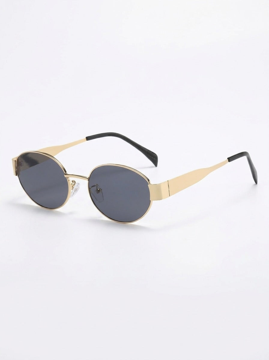 Elara Gold Oval Sunglasses