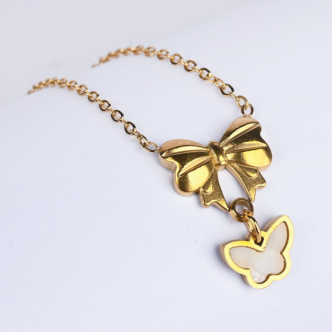 Gold Plated Bow Necklace