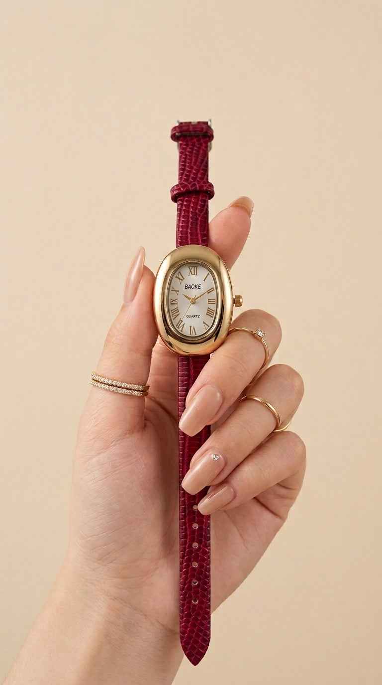 Aura Vintage Women Strap Watch - Maroon