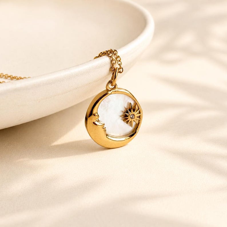 Gold Moon Star Necklace