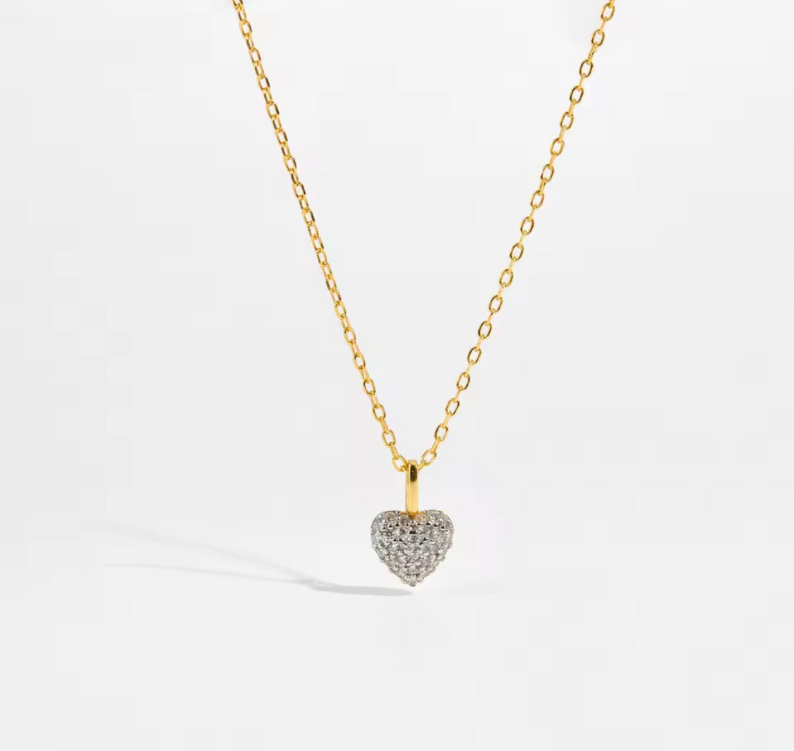 Silver Stone Heart Necklace – Anti-Tarnish Stainless Steel Heart Pendant Necklace Pakistan