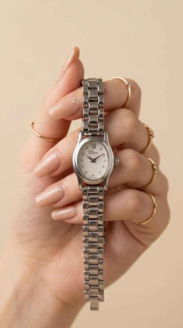 Dior Oval Dial Silver Plated Women Watch