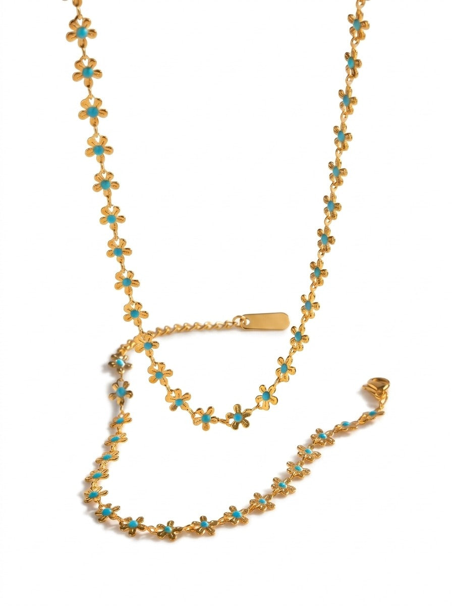 Turquoise Flower Jewelry Set