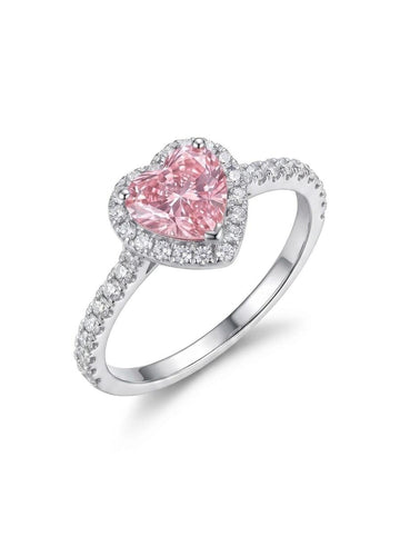 Silver Pink Heart Ring