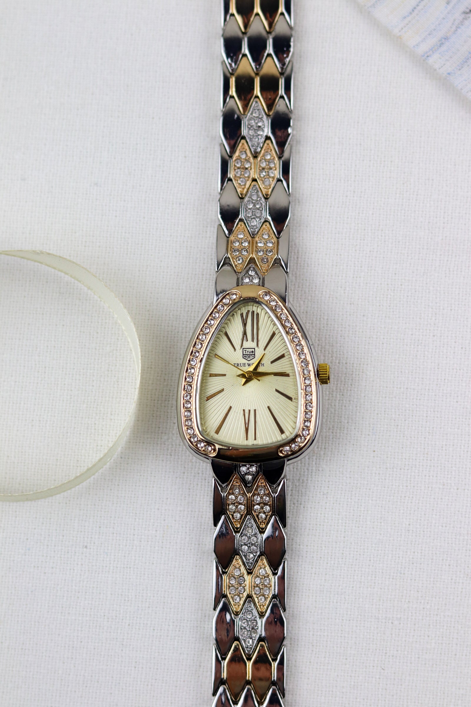 True-Worth Golden Crystal Cascade Women Watch