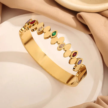 Gold Multicolor Zircon Bangle
