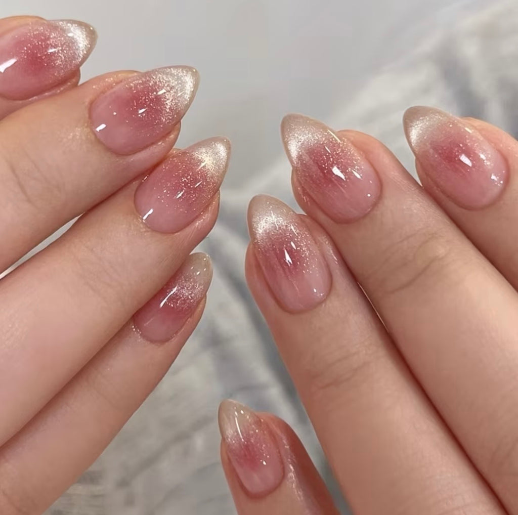 Pink blush almond-shaped 24pcs Press-on Nails
