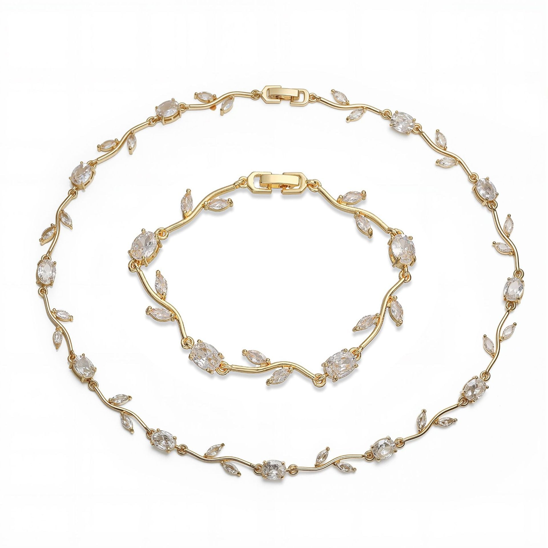 Gold White Tulip Jewellery Set | Elegant Jewellery Set Pakistan