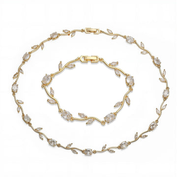 Gold White Tulip Jewellery Set | Elegant Jewellery Set Pakistan