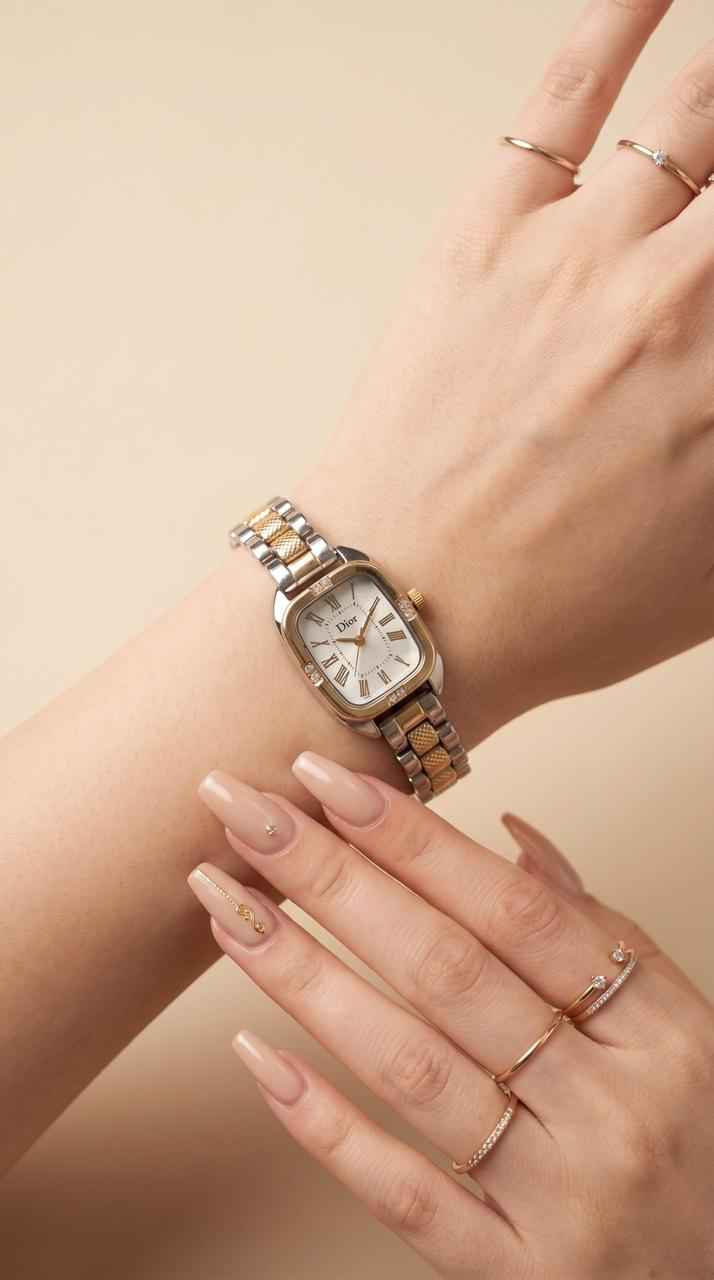 Dior Square Two-Tone Minimalist Women Watch