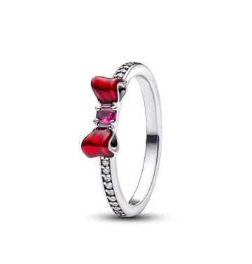 Silver Red Bow Ring