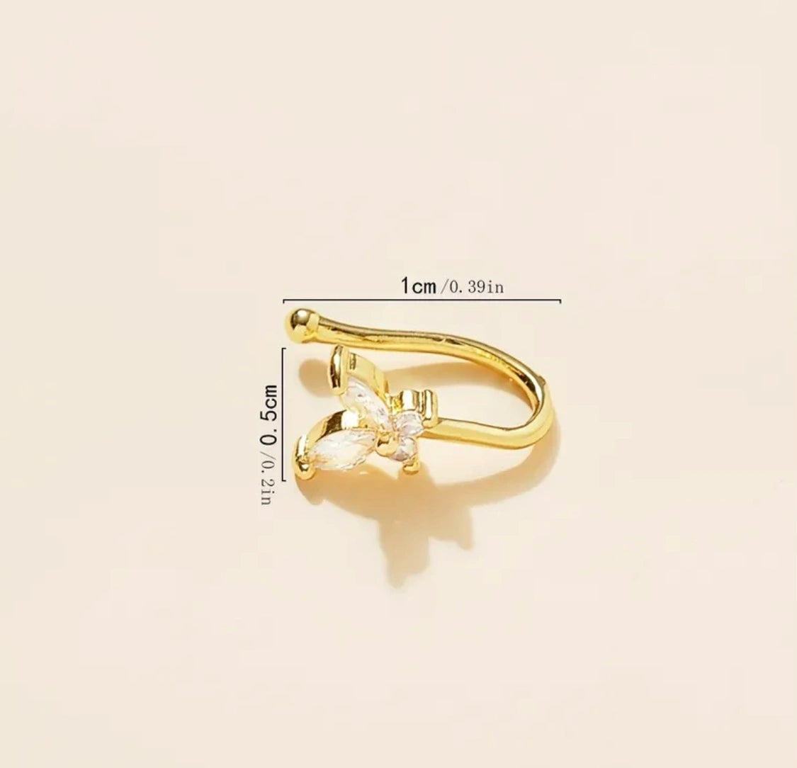 Butterfly Nose Ring for women featuring a delicate butterfly design, stylish nose jewellery accessory in Pakistan