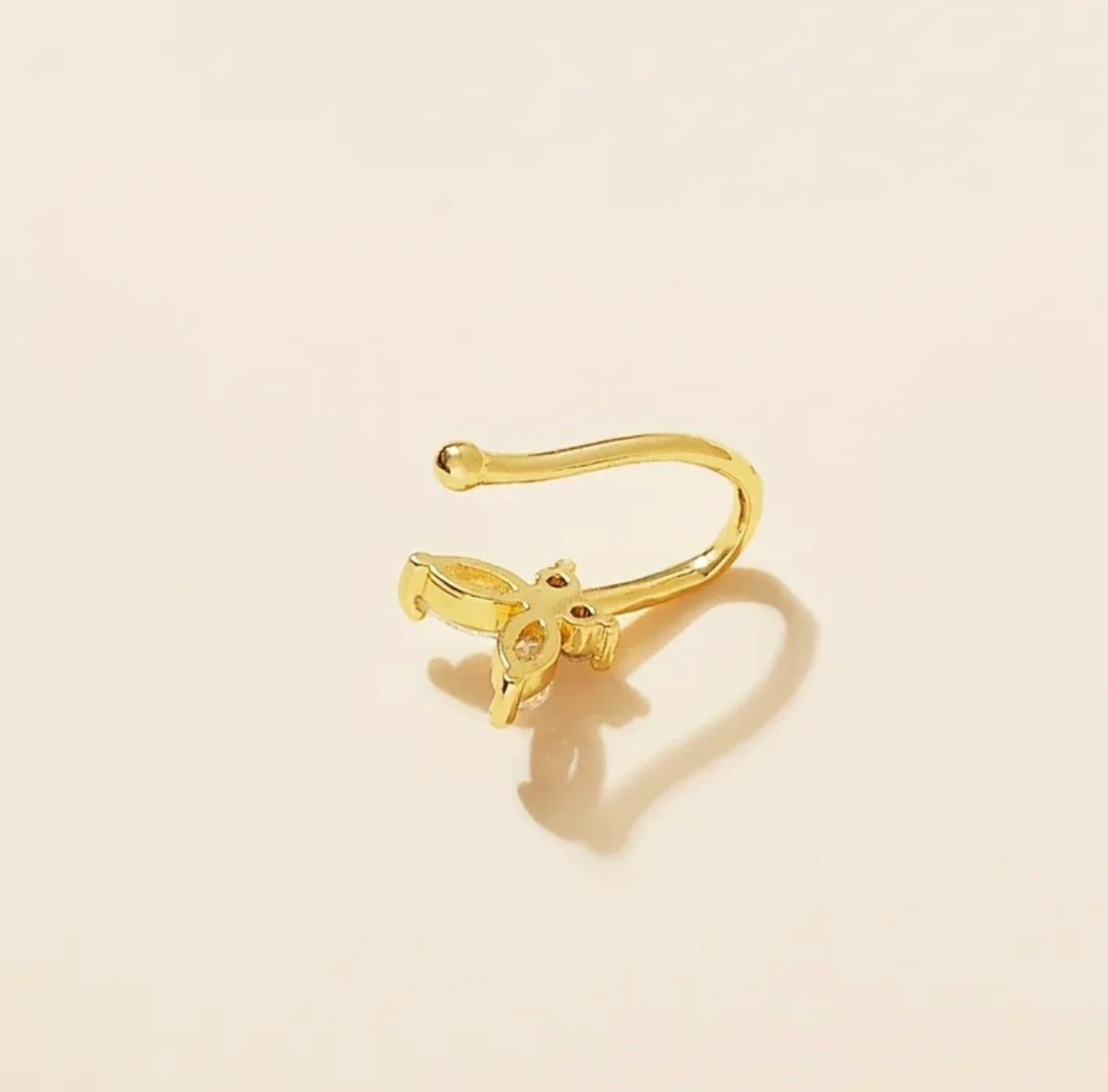 Elegant Butterfly Nose Ring close-up, lightweight and fashionable nose pin for daily wear jewellery for women