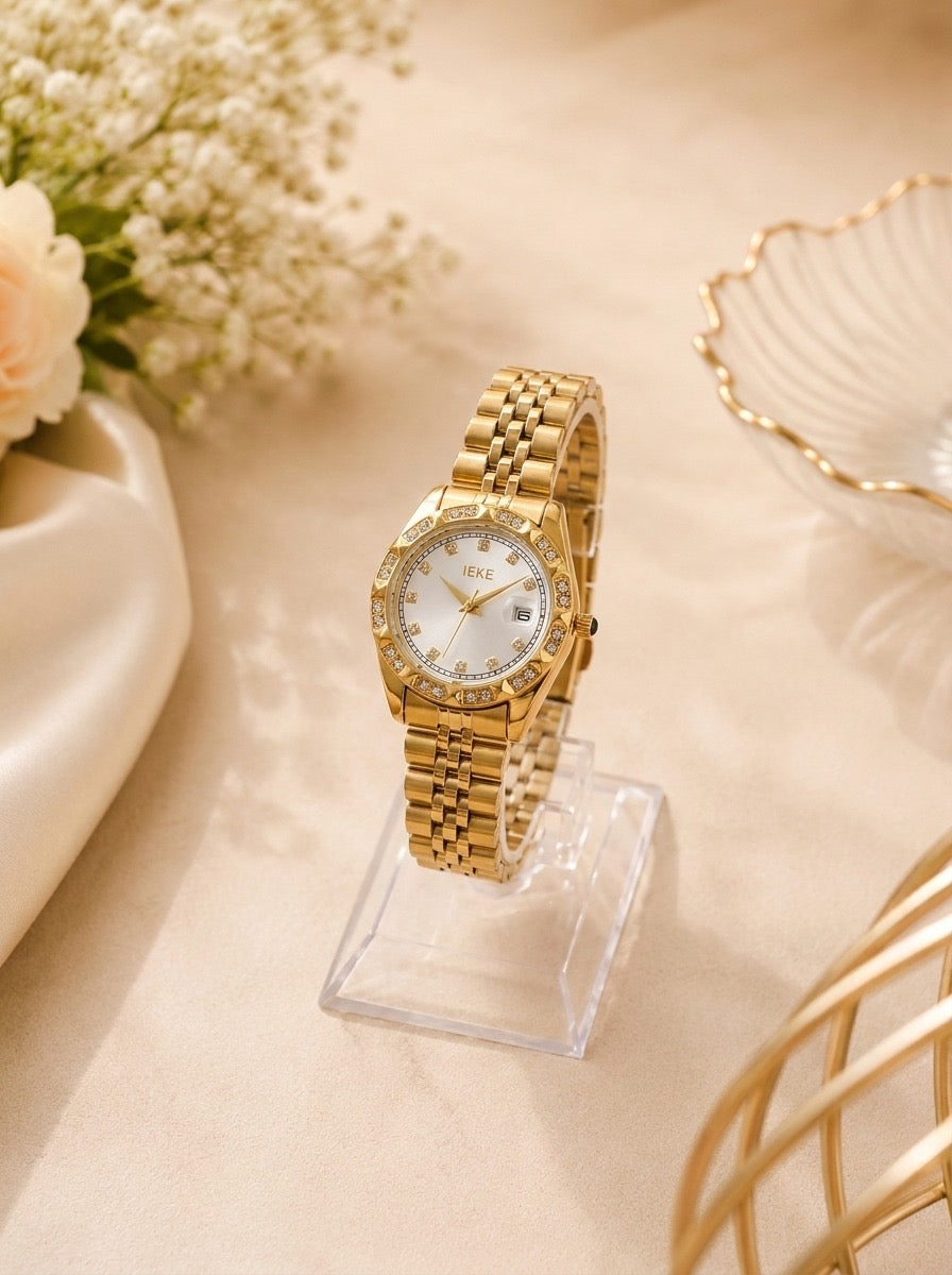 IEKE Lumina Women Watch - Golden White