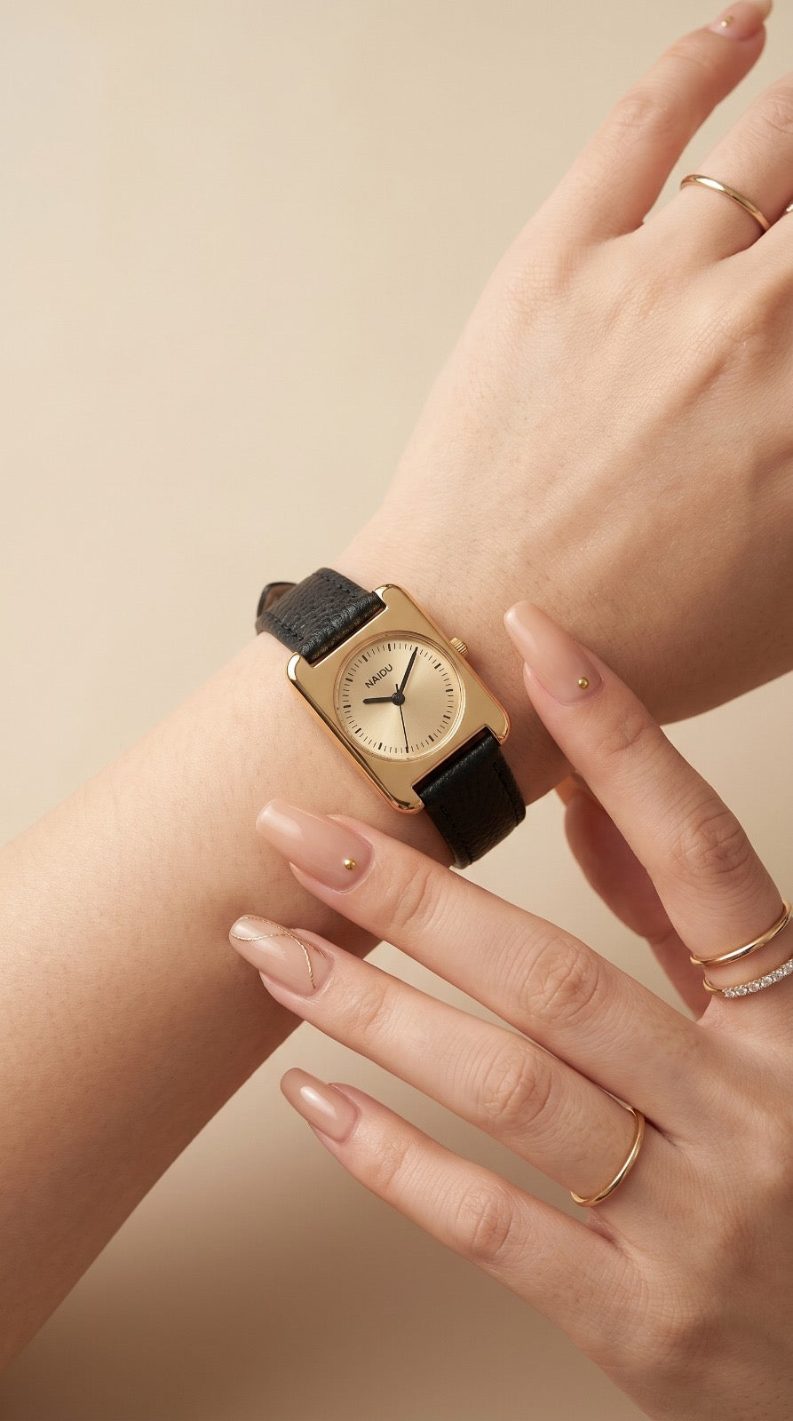 Naidu Old Money Women Strap Watch - Black