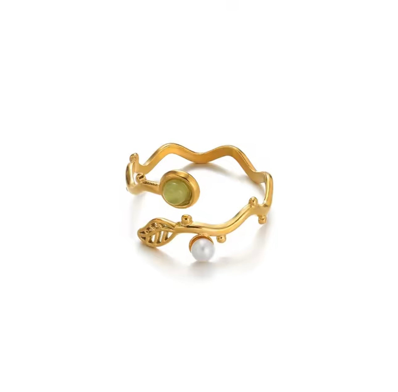 Leaf Pearl Ring