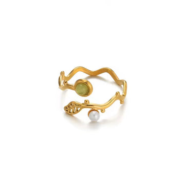 Leaf Pearl Ring