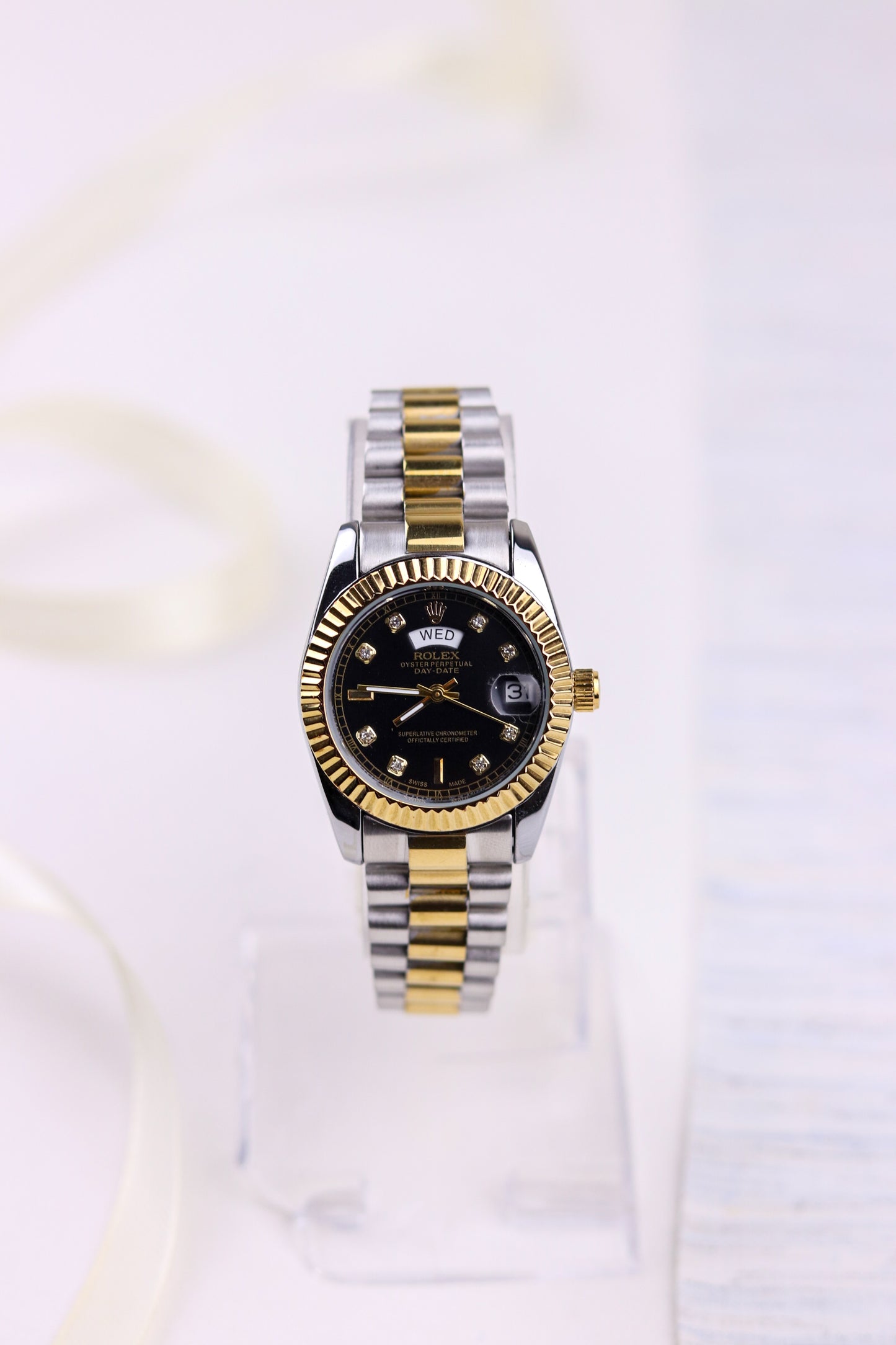 Ro-lex Black Gold Majesty Day-Date Watch