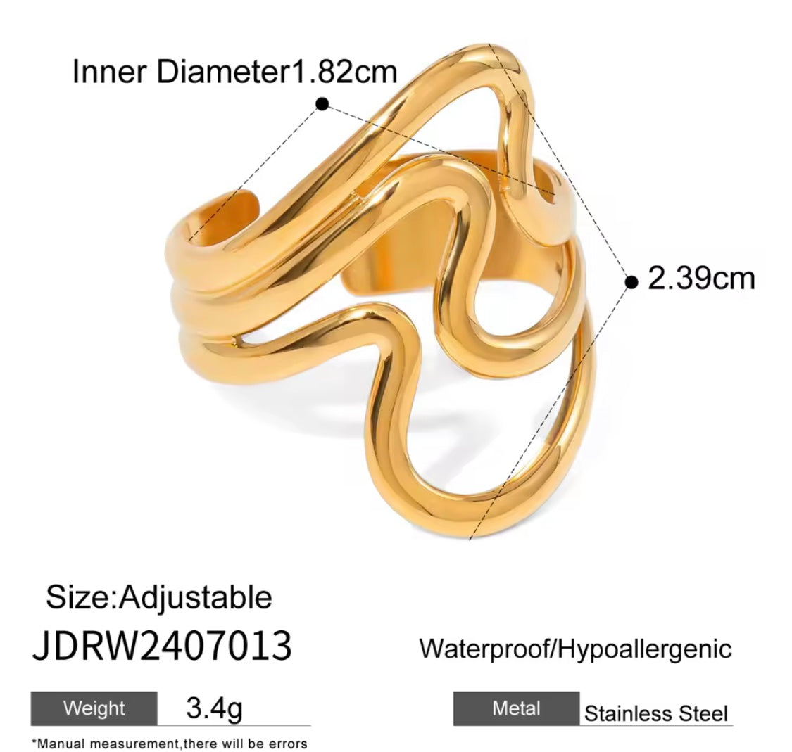 Triple Wave Adjustable Ring
