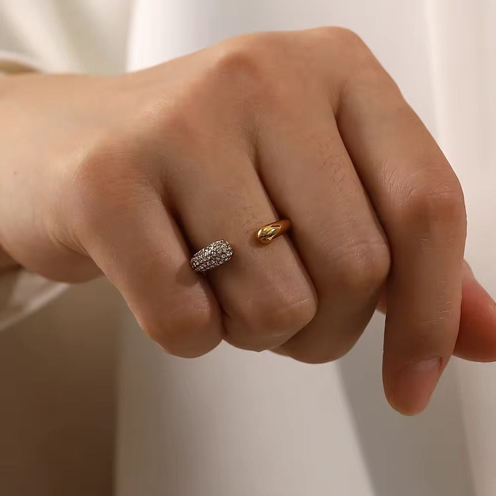 Gold Plated Crystal Pave Open Ring