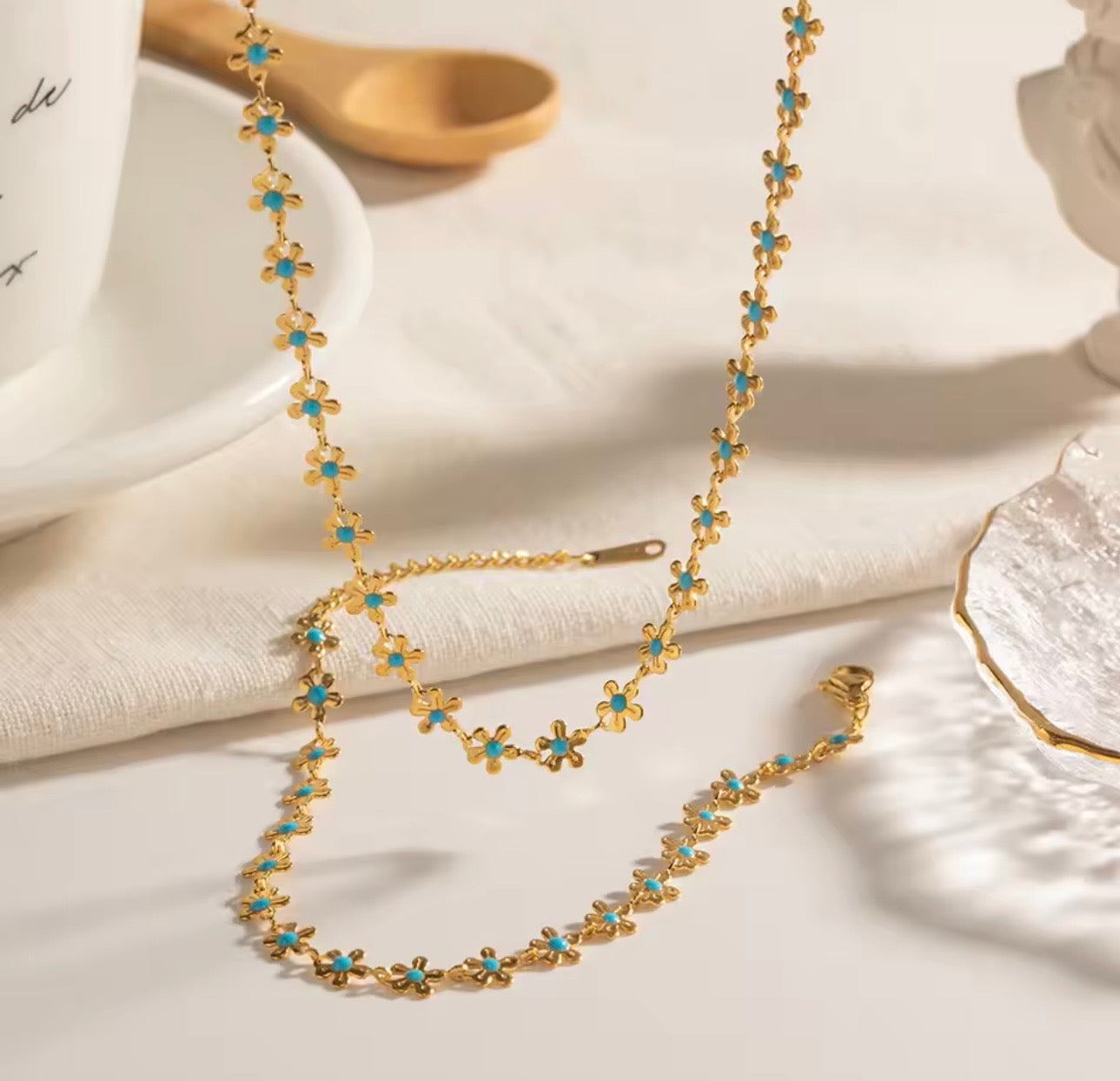 Turquoise Flower Jewelry Set