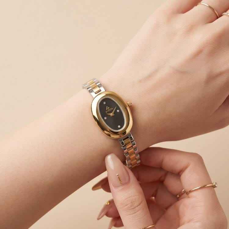 Aura Oval Women Watch - Black Dial