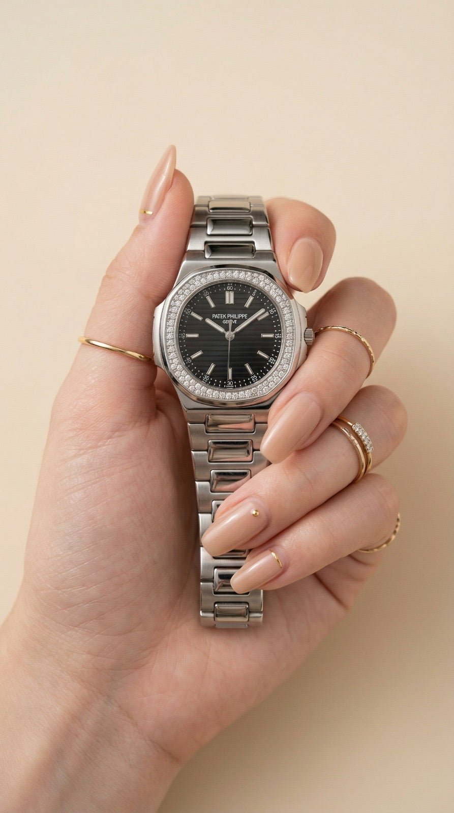 Patek Silver Black Classic Women Watch
