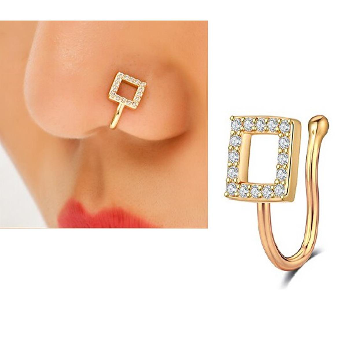 Square-Shaped Cubic Nose Ring – Anti-Tarnish Stainless Steel Nose Ring for Women in Pakistan
