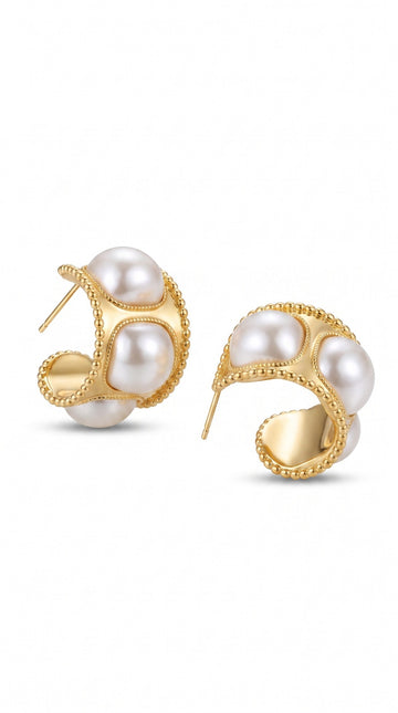Everglow Pearl Hoop Earrings | Pearl Earrings Pakistan