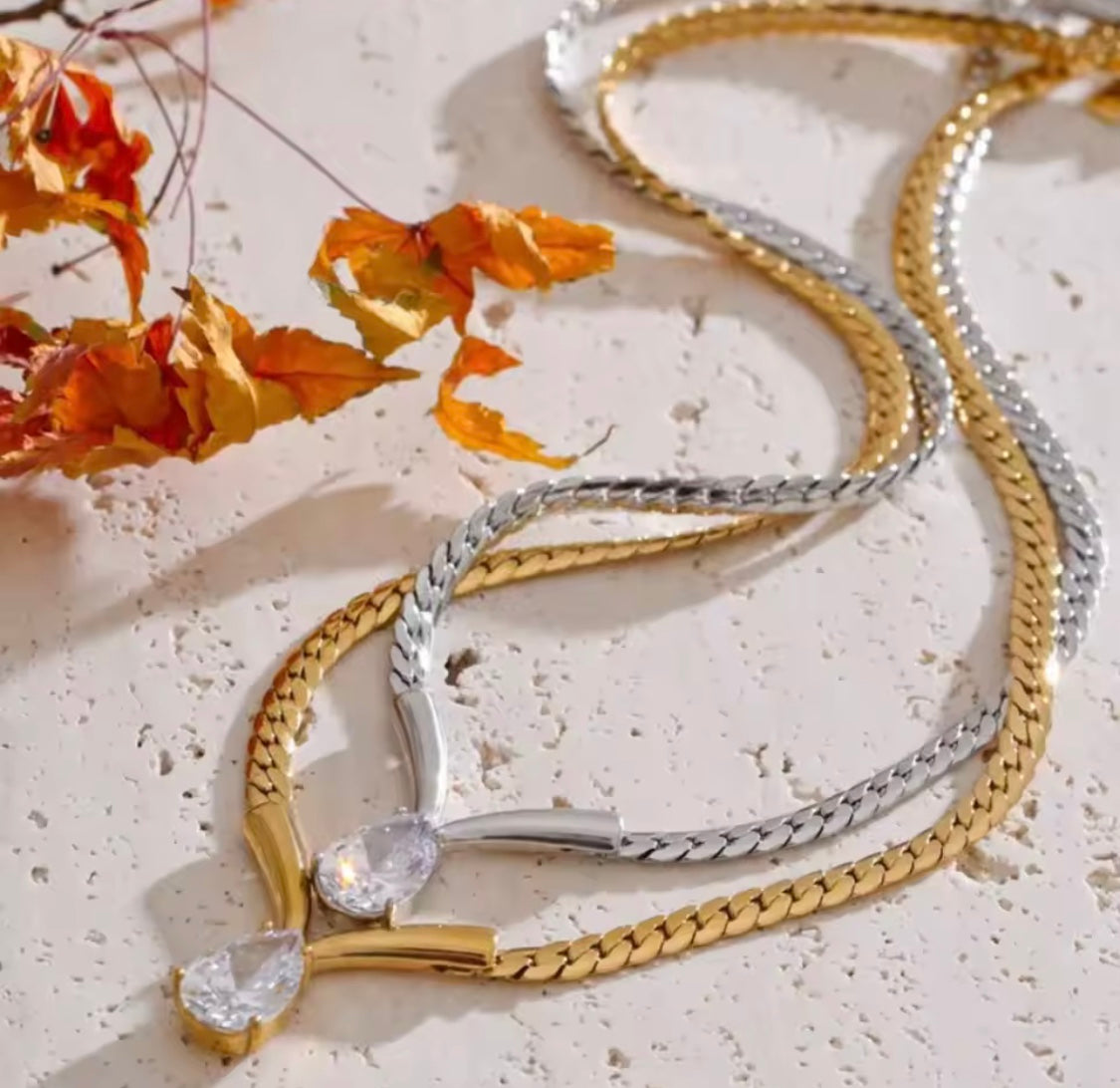 Herringbone Chain – 18K Gold Plated Stainless Steel Necklace for Women in Pakistan