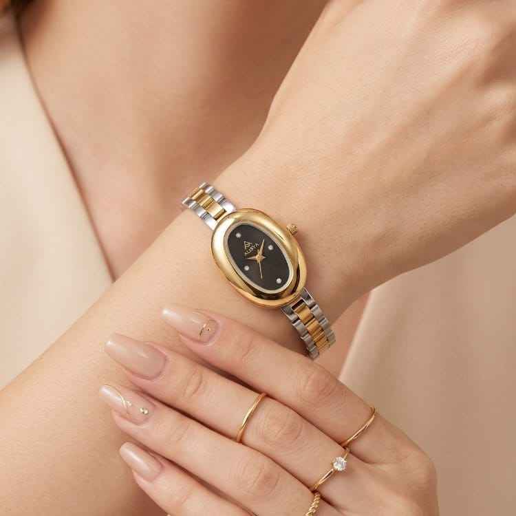 Aura Oval Women Watch - Black Dial