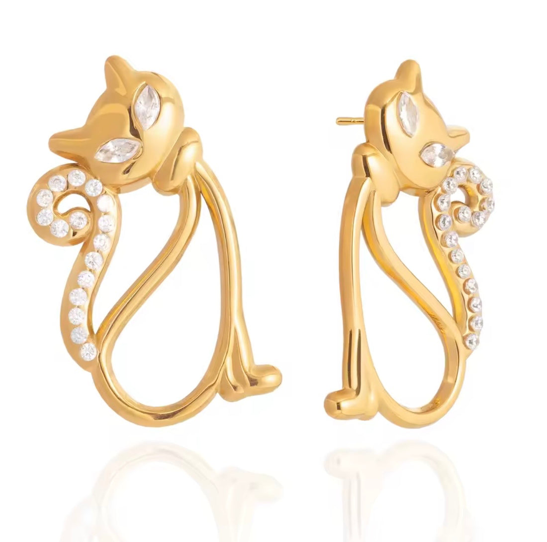 Meow Studs cat stud earrings stainless steel - Jewelistic Pakistan