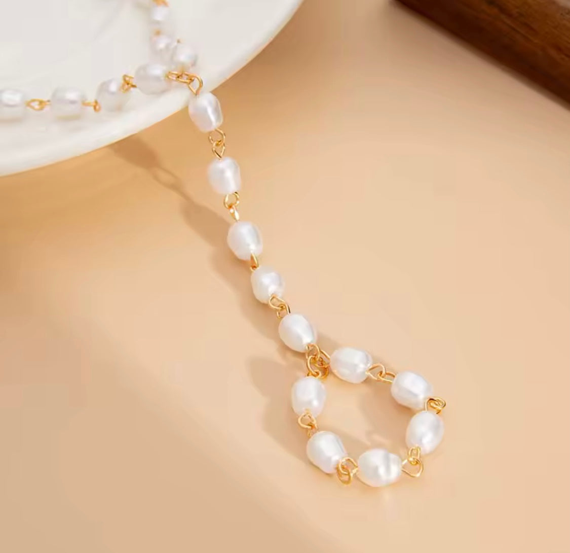White Pearl Finger Bracelet | Elegant Hand Jewellery Pakistan