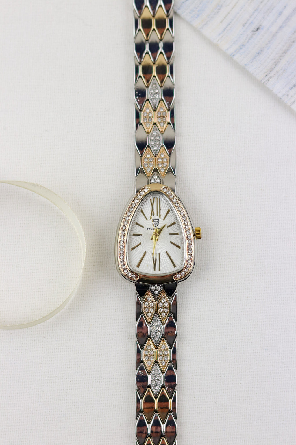 True-Worth White Crystal Cascade Women Watch