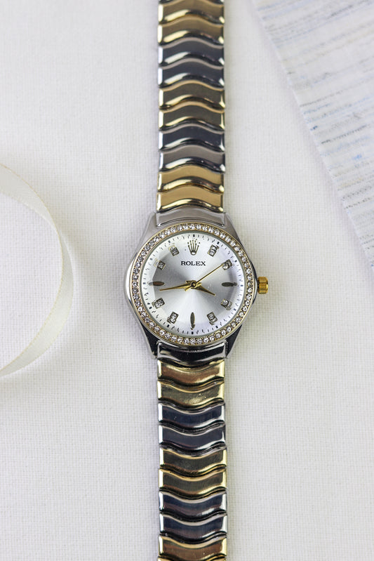 Rol-ex Diamond Wave Watch Women Watch - Rose Gold