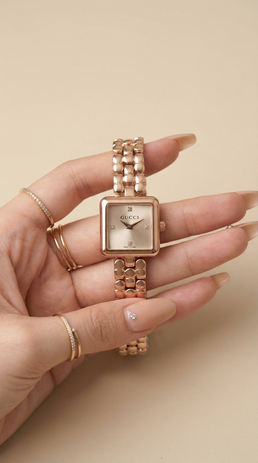 Gucci Square Rose Gold Women Watch