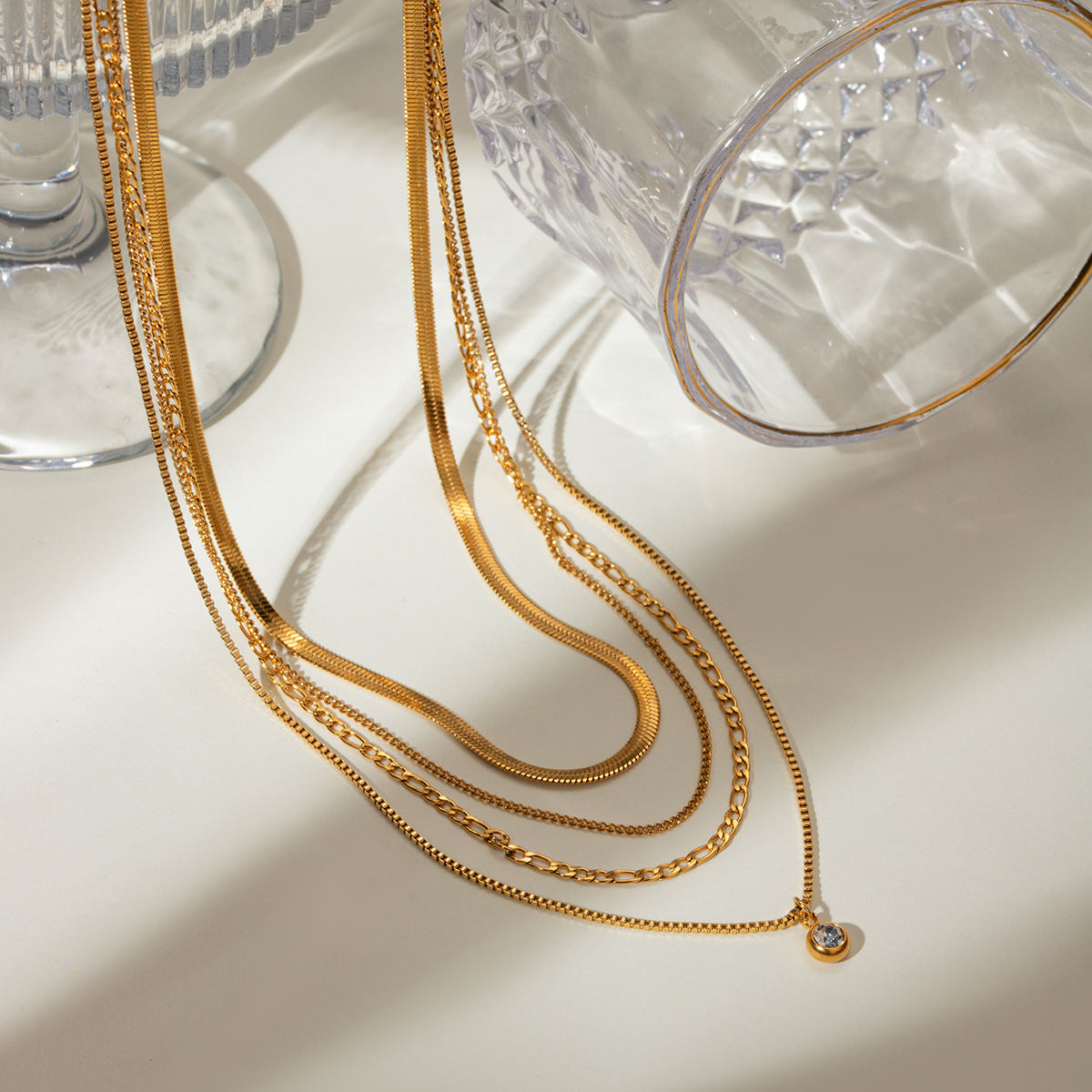 Four Layered Gem Necklace