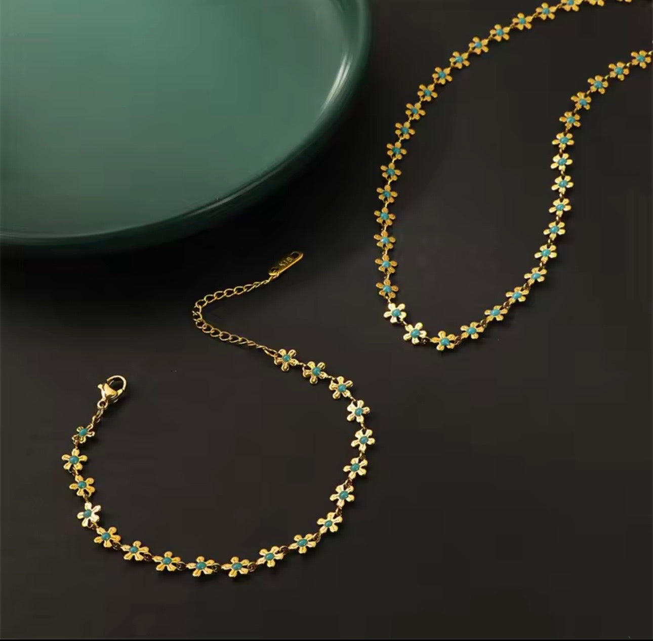 Turquoise Flower Jewelry Set