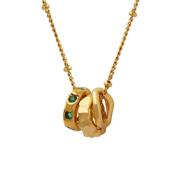 Gold Interlocking Necklace with Emerald Crystal Accents